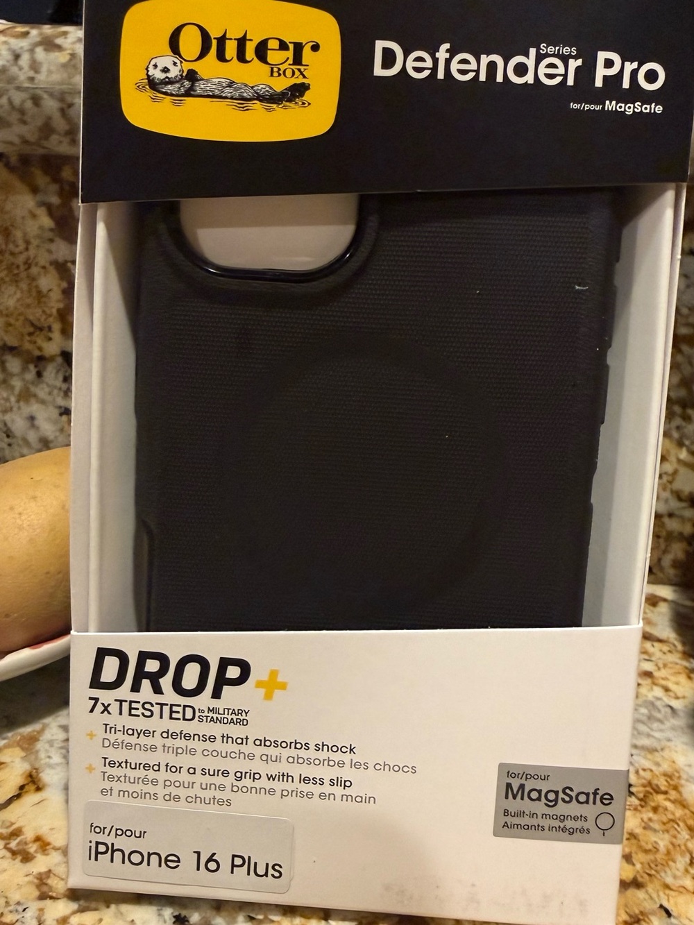 OtterBox Defender Pro Case for iPhone 16 Plus — Black Textured